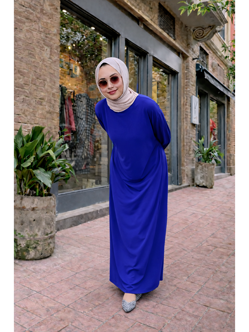 Kadın Premium Comfort Uzun Mavi Namaz Elbisesi-2