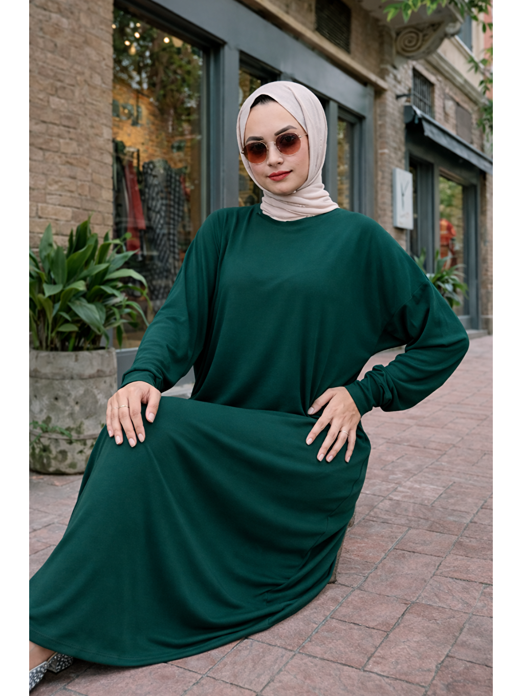 Kadın Premium Comfort Uzun Yeşil Namaz Elbisesi-4