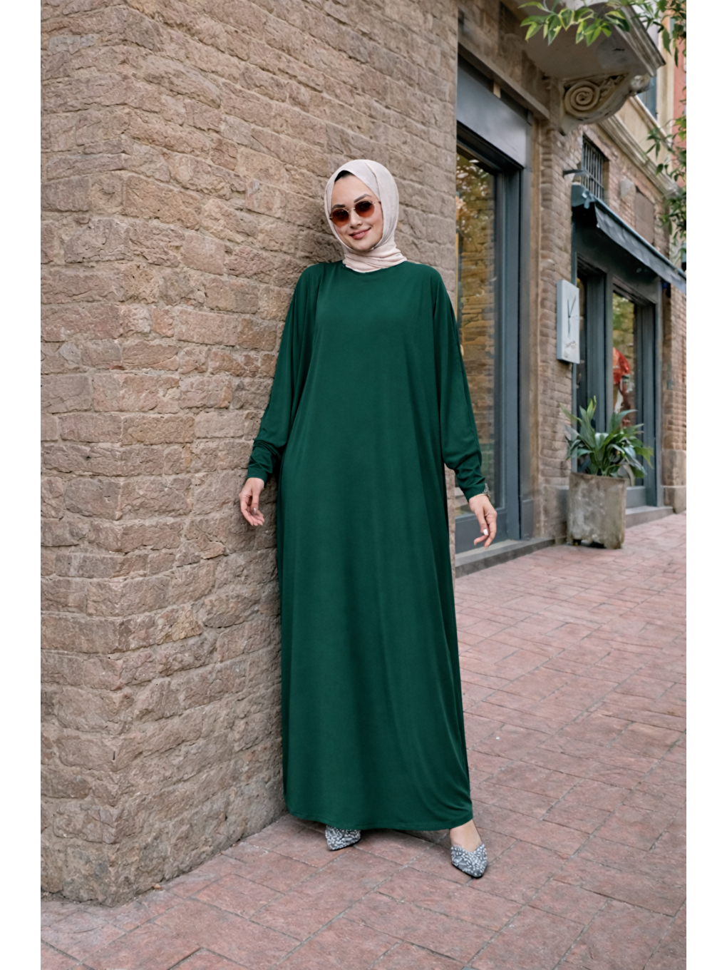 Kadın Premium Comfort Uzun Yeşil Namaz Elbisesi-5