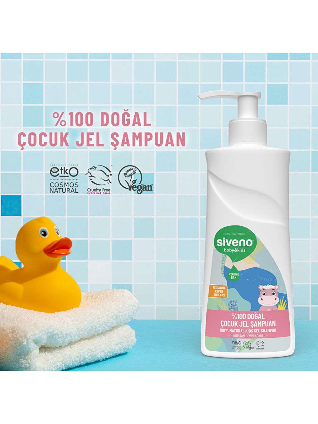Siveno %100 Doğal Bebek Çocuk Jel Şampuanı Yenidoğan Saç Vücut Konak Önleyici 325 ml - 1