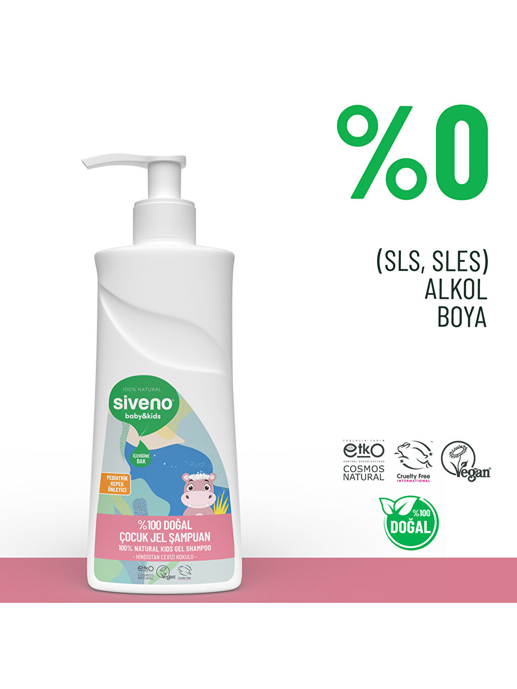 Siveno %100 Doğal Bebek Çocuk Jel Şampuanı Yenidoğan Saç Vücut Konak Önleyici 325 ml - 2