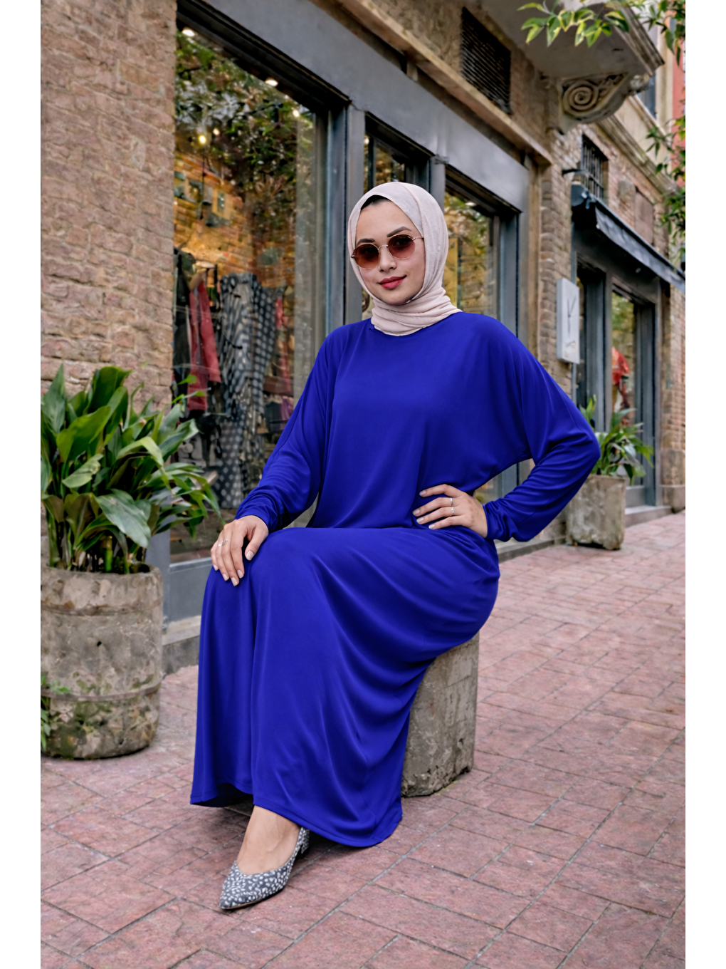 Kadın Premium Comfort Uzun Mavi Namaz Elbisesi-4