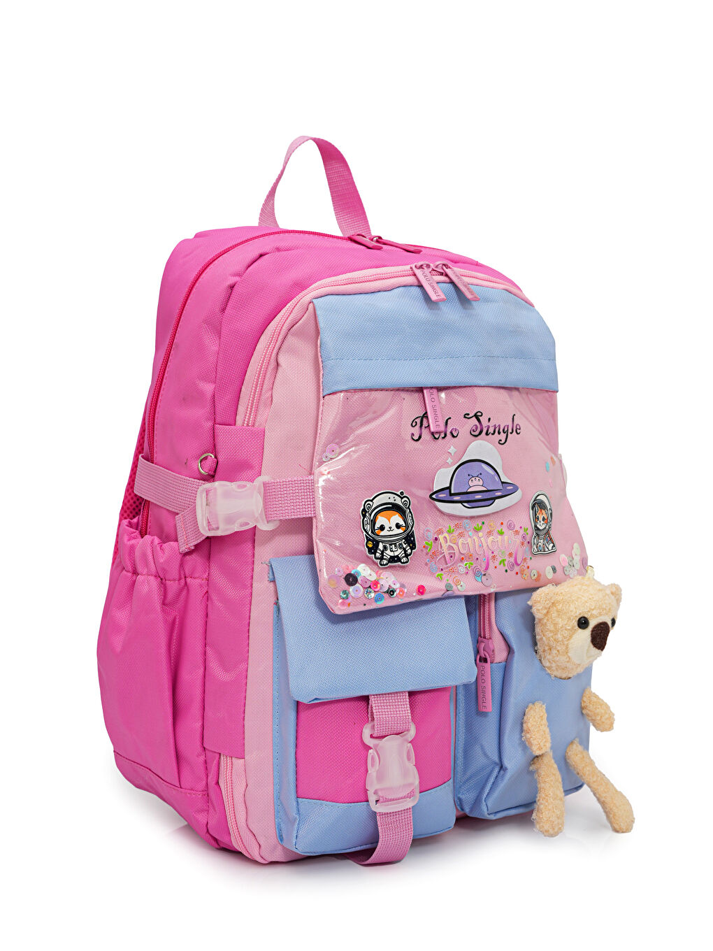 Ayıcık Detaylı Kız Çocuk İlkokul Çanta Seti-3