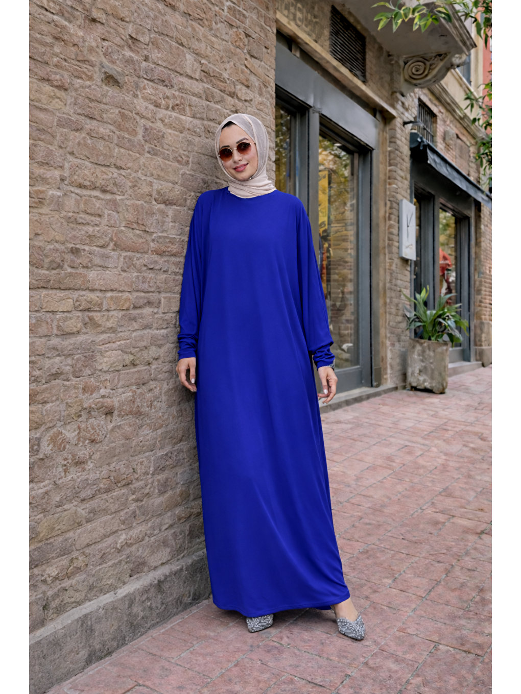 Kadın Premium Comfort Uzun Mavi Namaz Elbisesi-5