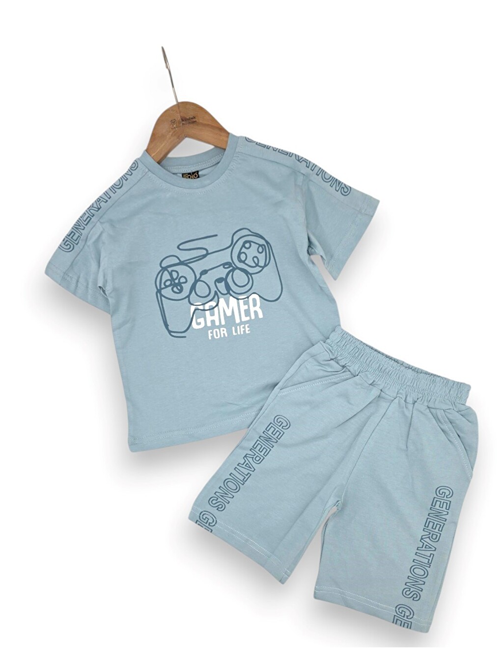Mavi Erkek Çocuk Yazlık Gamer Baskılı 2-3-4-5-6 Yaş Şort T-shirt İkili Alt Üst Takım-2