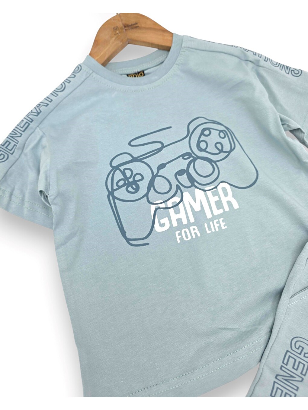 Mavi Erkek Çocuk Yazlık Gamer Baskılı 2-3-4-5-6 Yaş Şort T-shirt İkili Alt Üst Takım-4
