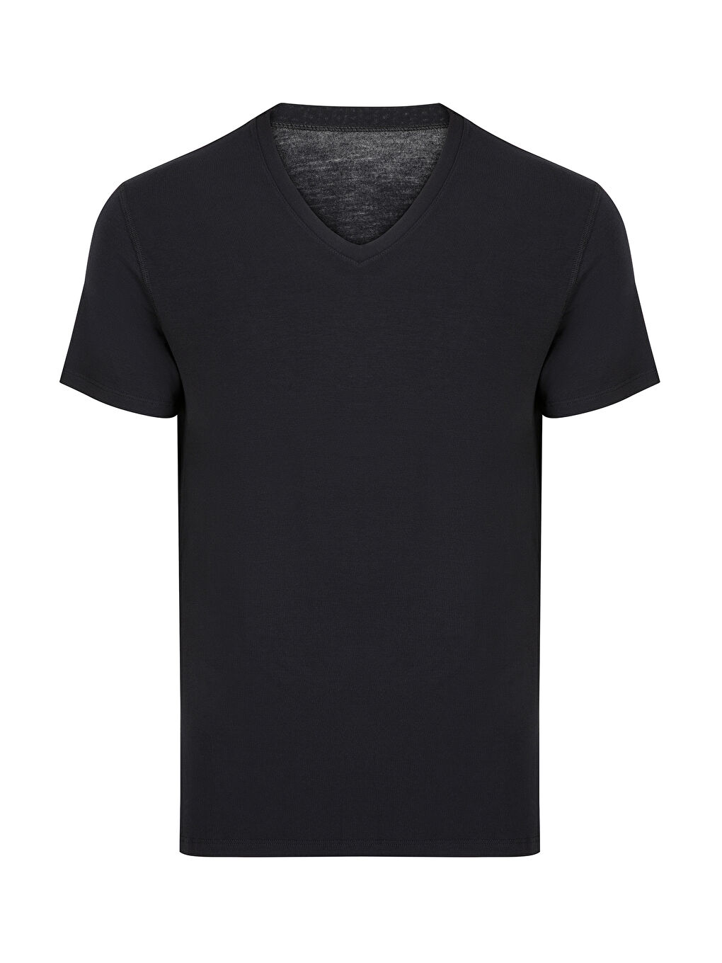 Siyah Bambu Erkek V Yaka Tişört SİYAH-1