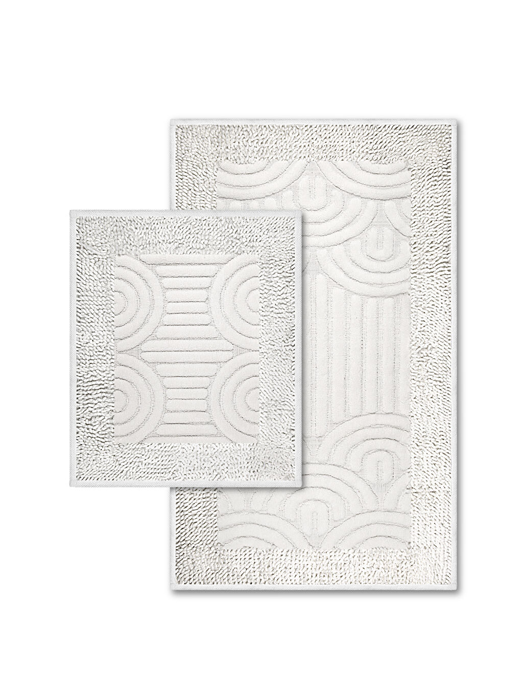 Doğal Pamuklu 2'li Banyo Paspas Seti 60x100+50x60 Cm - Beyaz