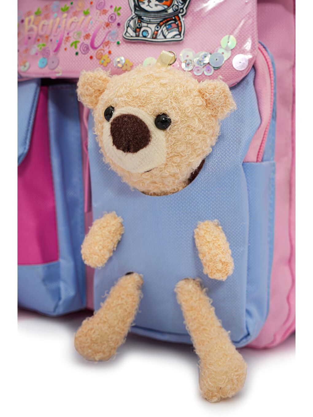 Ayıcık Detaylı Kız Çocuk İlkokul Çanta Seti-5