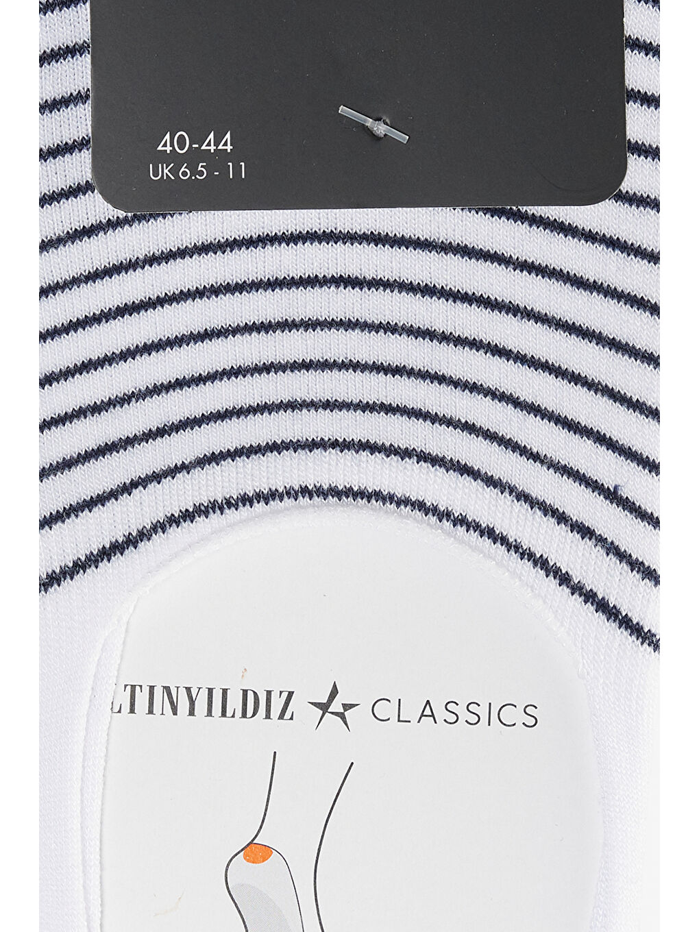 Erkek Beyaz-Lacivert Tekli Babet Çorap-1