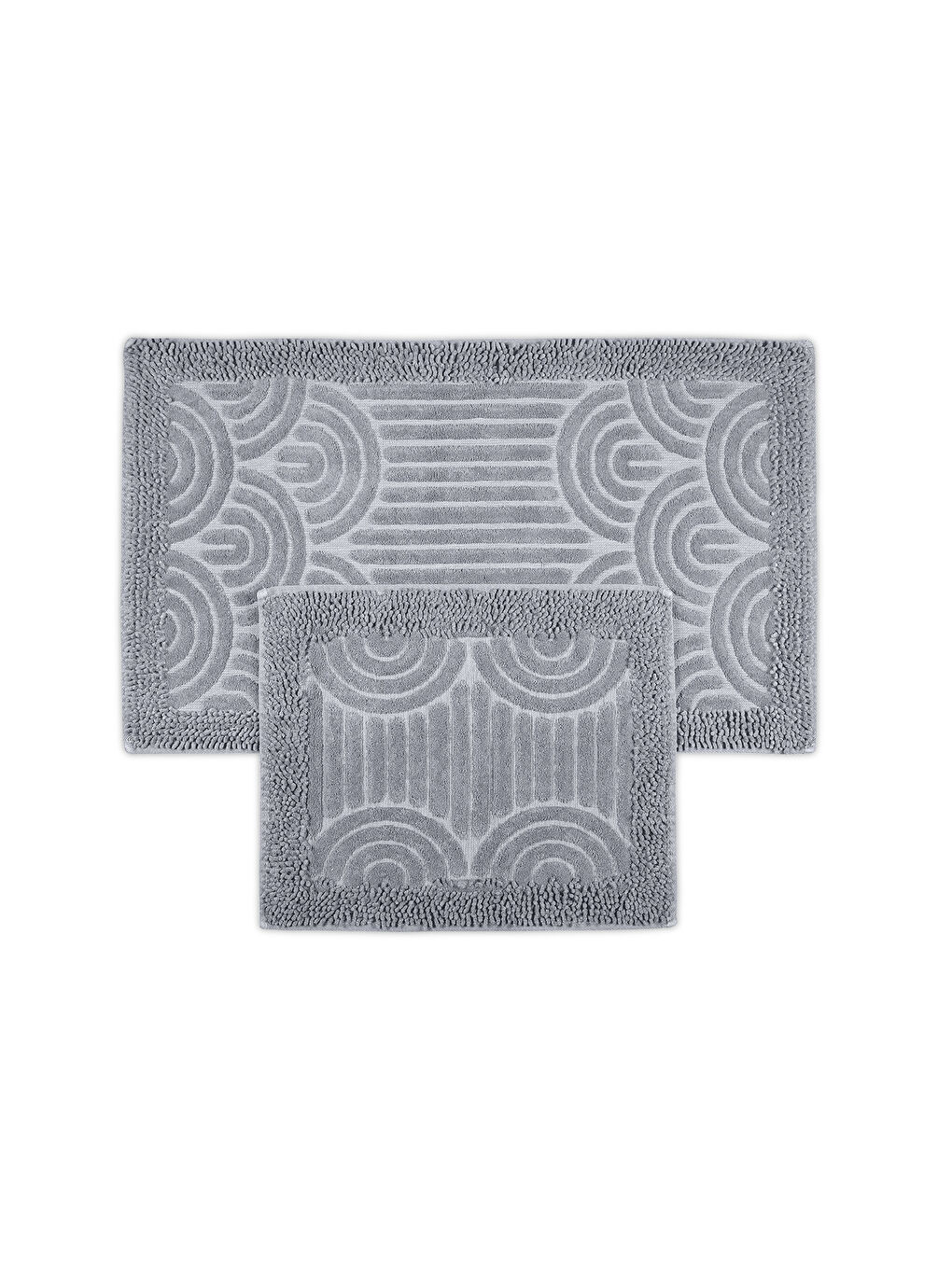 Doğal Pamuklu 2'li Banyo Paspas Seti 60x100+50x60 Cm - Gri