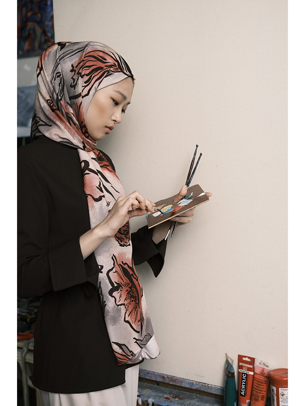 Modal Brush Şal Flower Garden Bordo-5