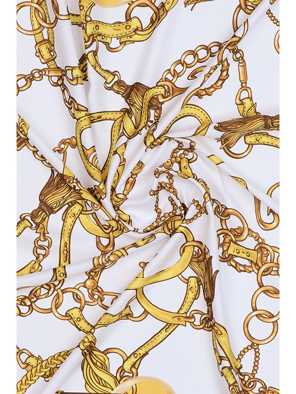 Yeşil Desenli Twill İpek Eşarp Aglae-6