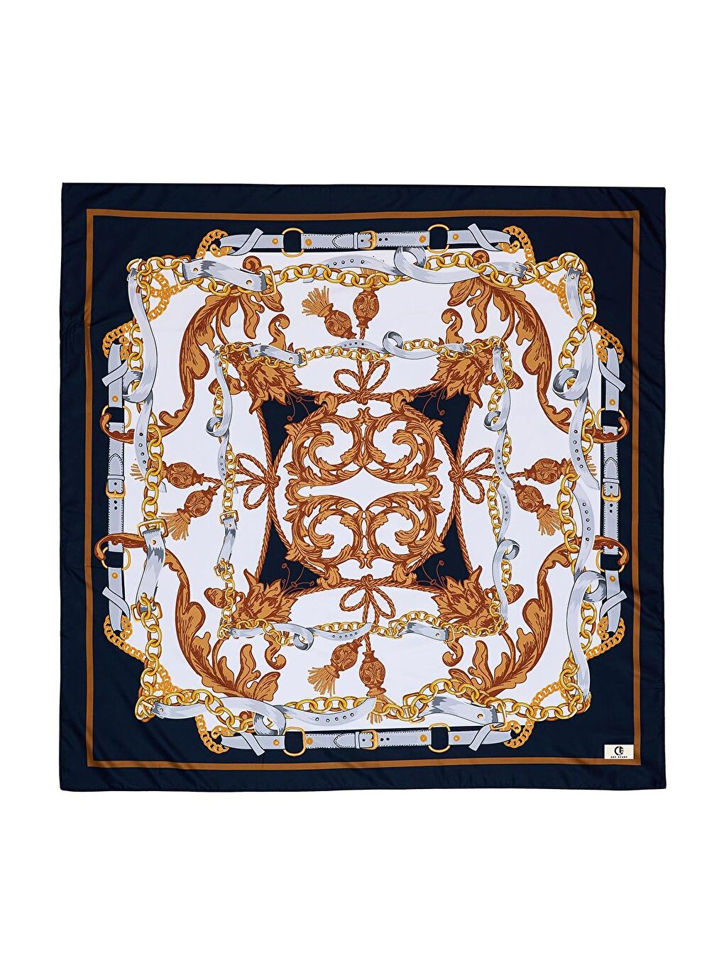 Mavi Desenli Twill İpek Eşarp Monika-1