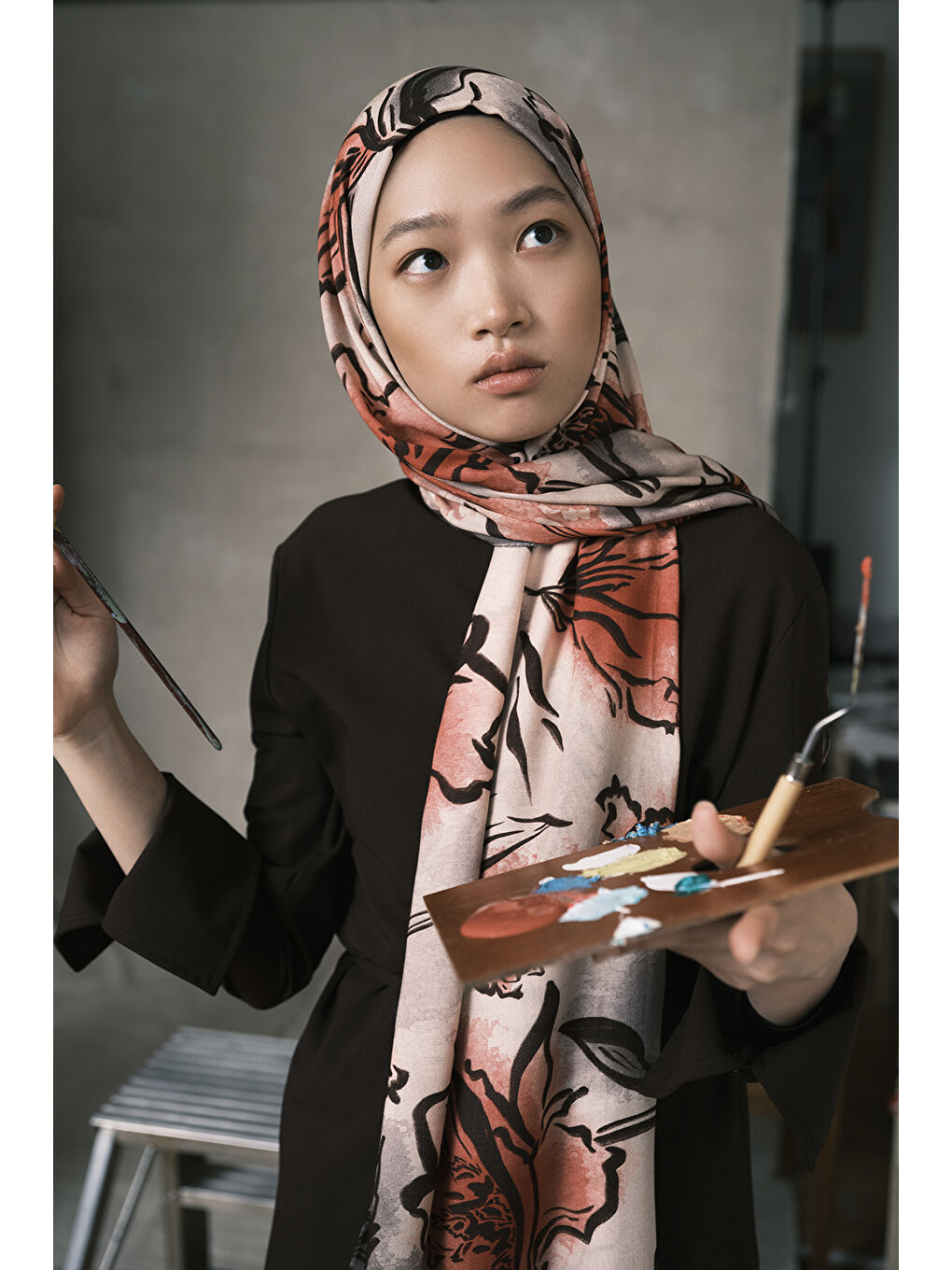 Modal Brush Şal Flower Garden Bordo-6