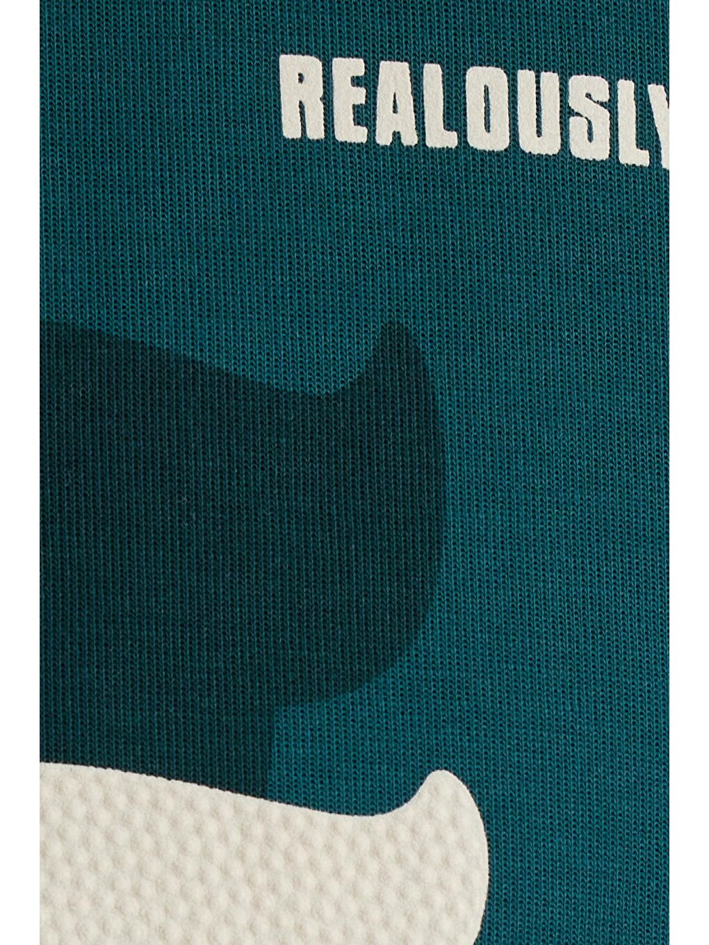 Erkek Relax Fit Rahat Kesim Pamuklu Lastikli Kol Bisiklet Yaka Baskılı Yeşil Sweatshirt-5