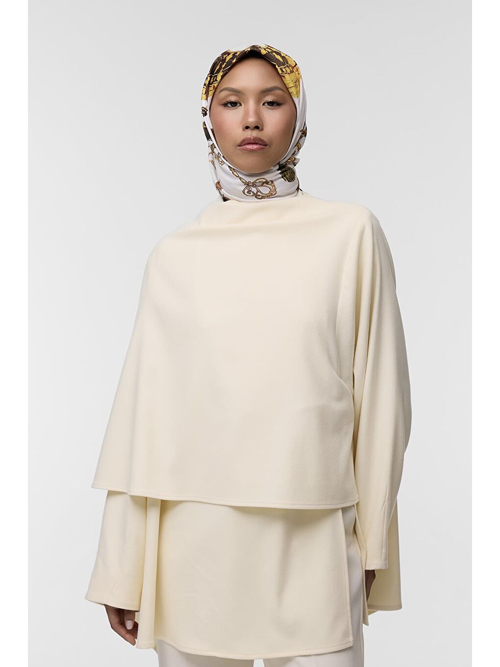 Sarı Desenli Twill İpek Eşarp Nadine-4