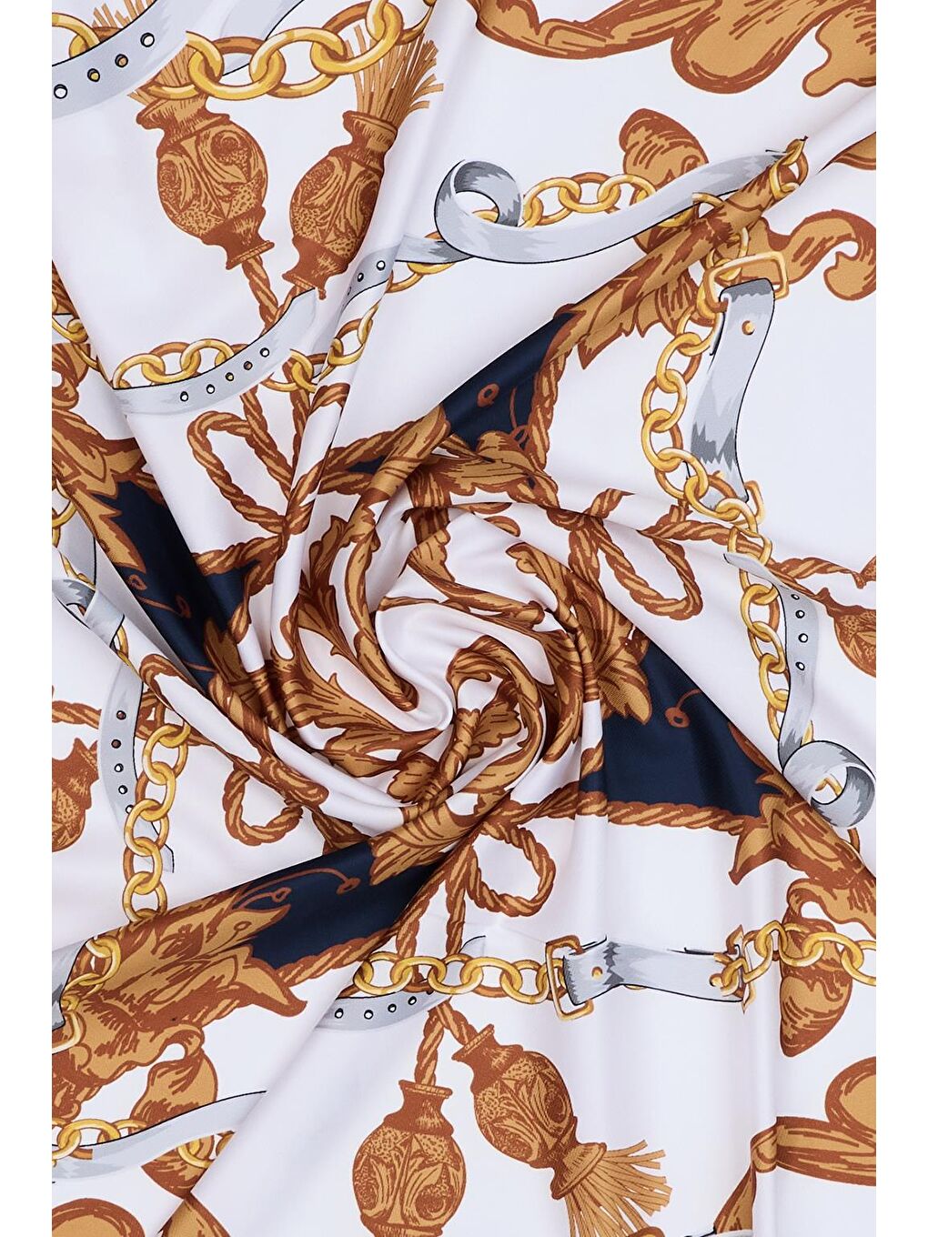 Mavi Desenli Twill İpek Eşarp Monika-7