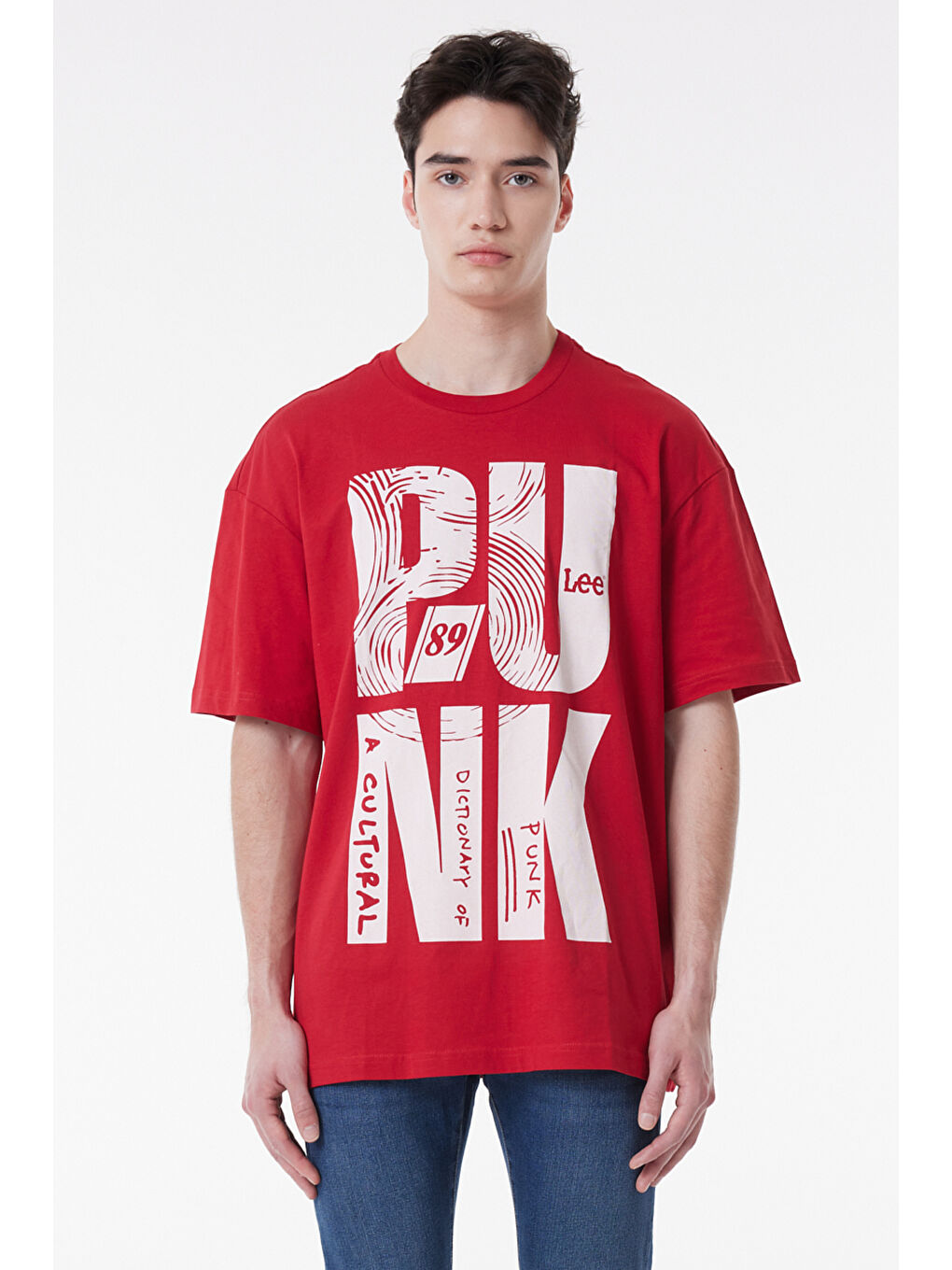 Loose Fit %100 Pamuk Bisiklet Yaka Kırmızı Tişört-2