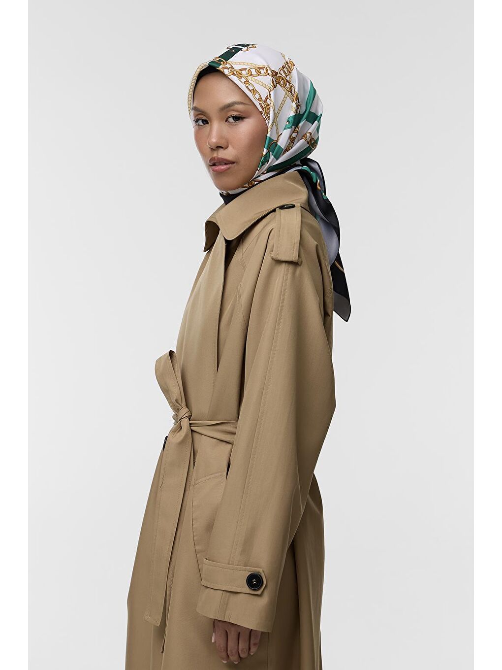 Siyah Desenli Twill İpek Eşarp Hannah-1