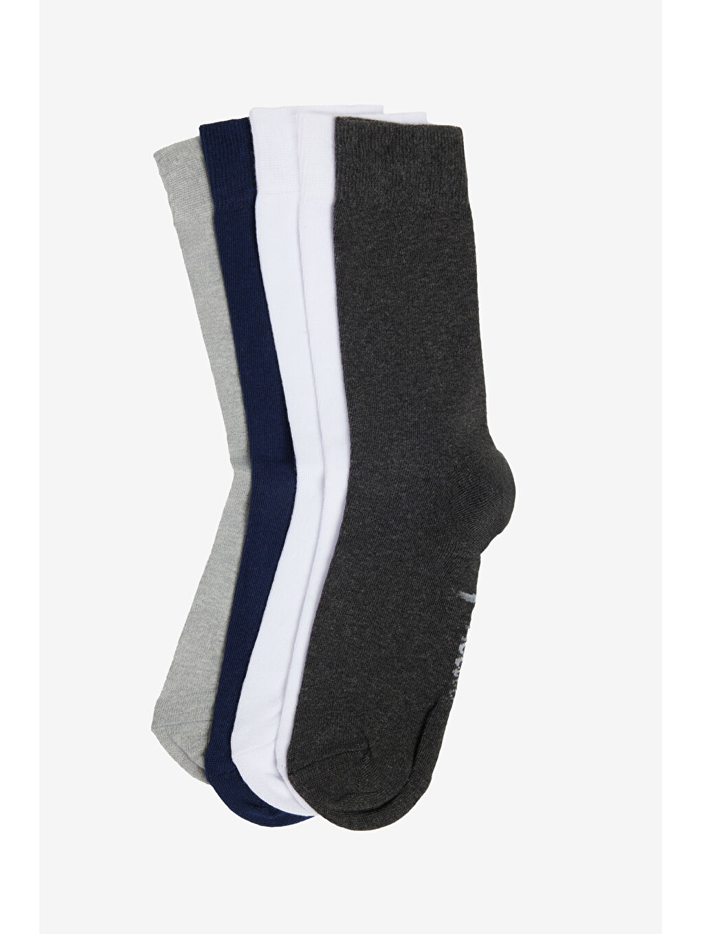 Erkek Gri-Lacivert-Beyaz Pamuklu 5'li Paket Soket Çorap-1