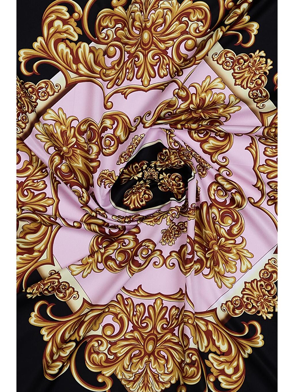 Siyah Desenli Twill İpek Eşarp Fiona-6