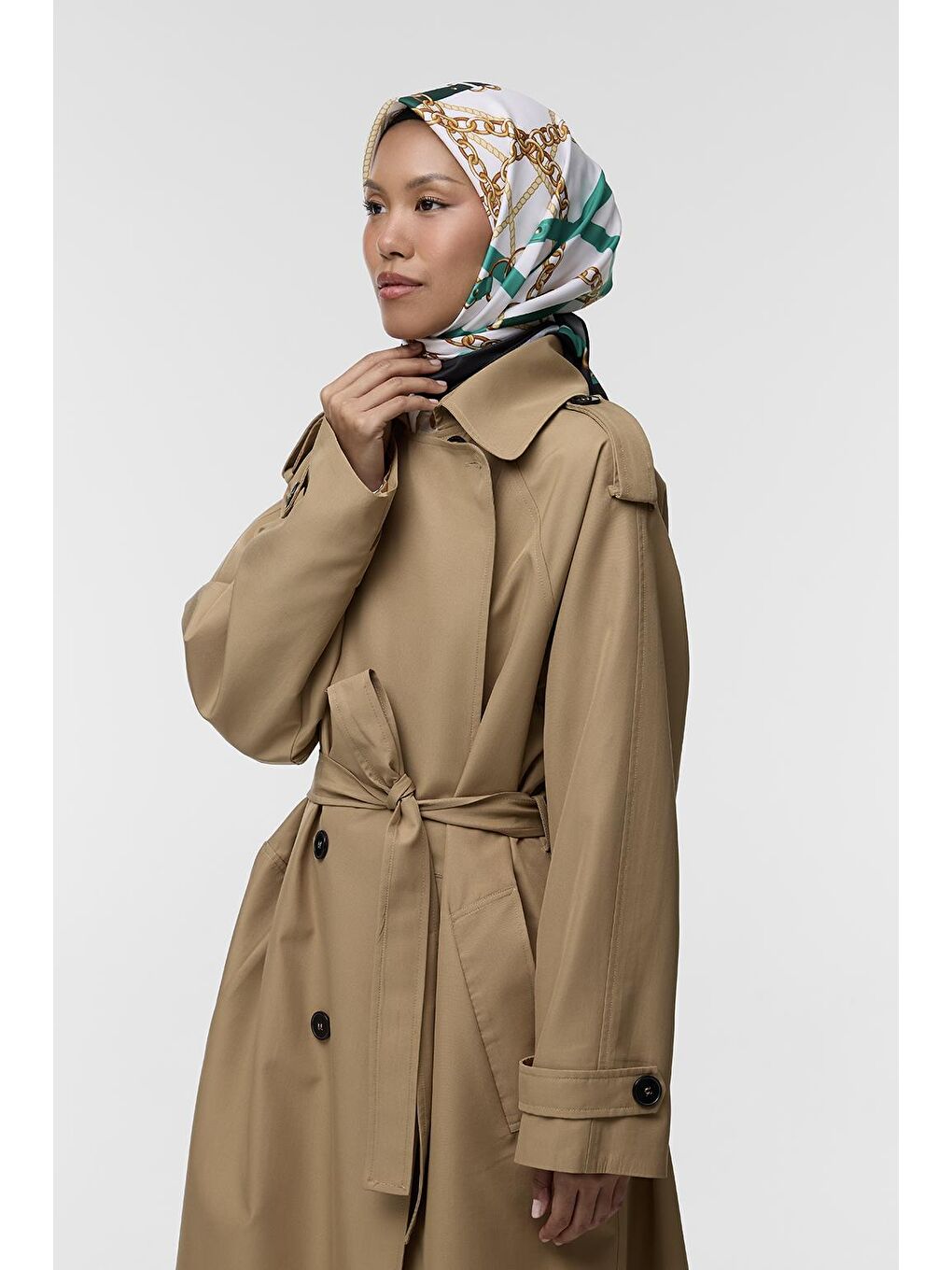 Siyah Desenli Twill İpek Eşarp Hannah-2