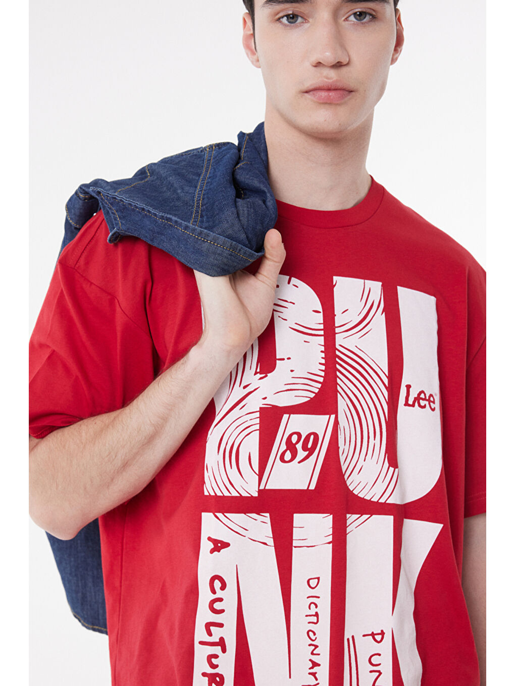 Loose Fit %100 Pamuk Bisiklet Yaka Kırmızı Tişört-4