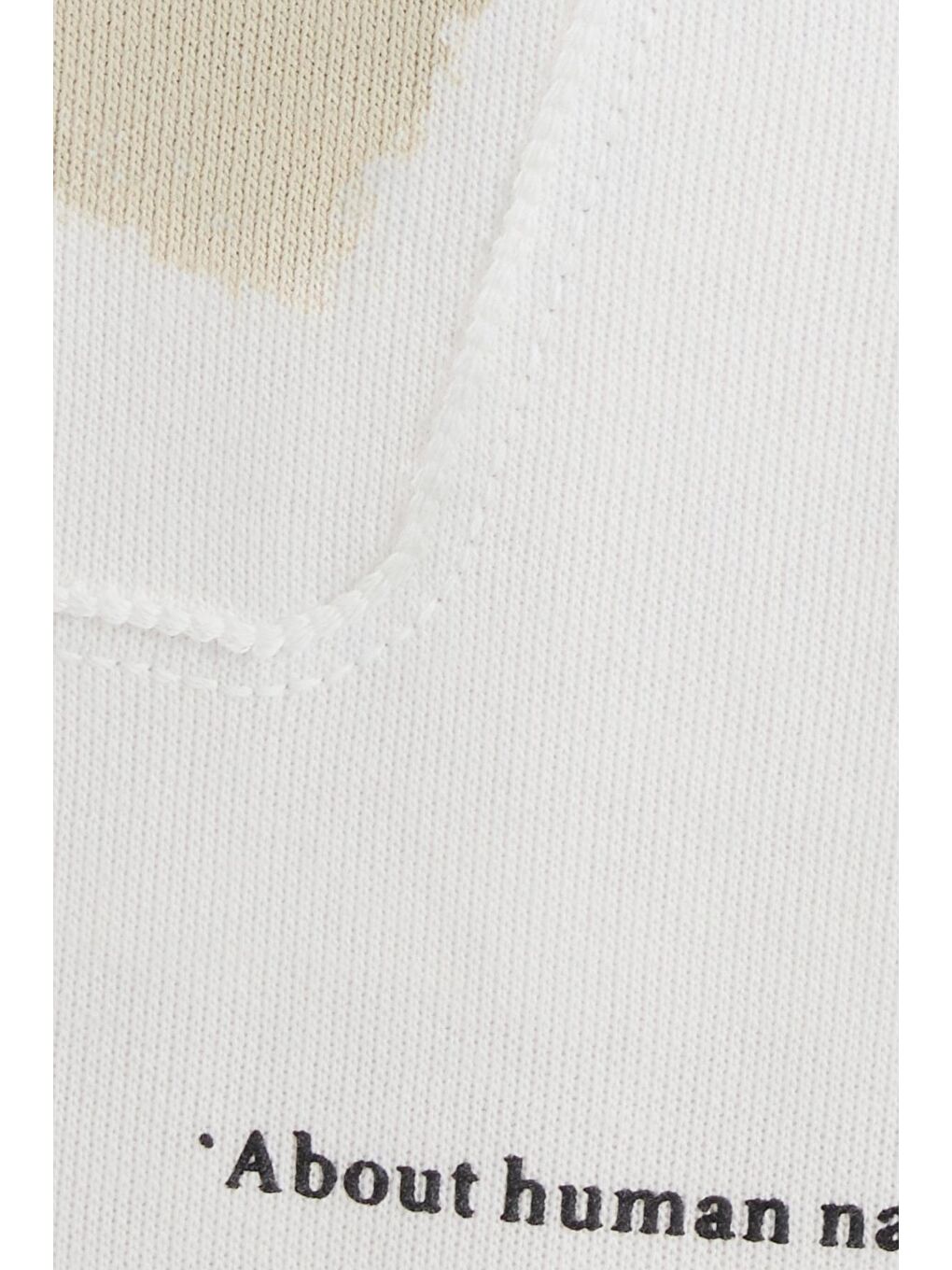 Unisex Relax Fit Rahat Kesim Pamuklu Yumuşak Dokulu Bisklet Yaka İç Polarlı Baskılı Ekru Sweatshirt-4