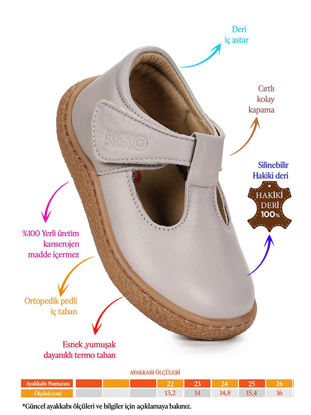 Bej Lija %100 Deri Günlük Kız Bebek Babet Ayakkabı-1