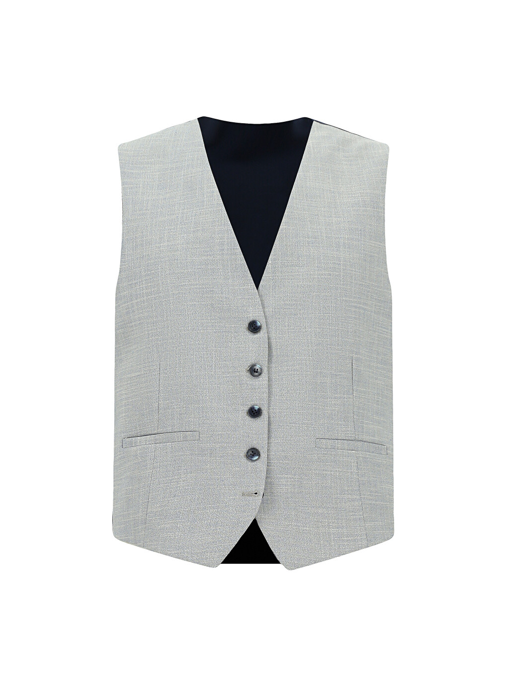 Gri Slim Fit Dar Kesim Yelekli Kombinli Takım Elbise-3