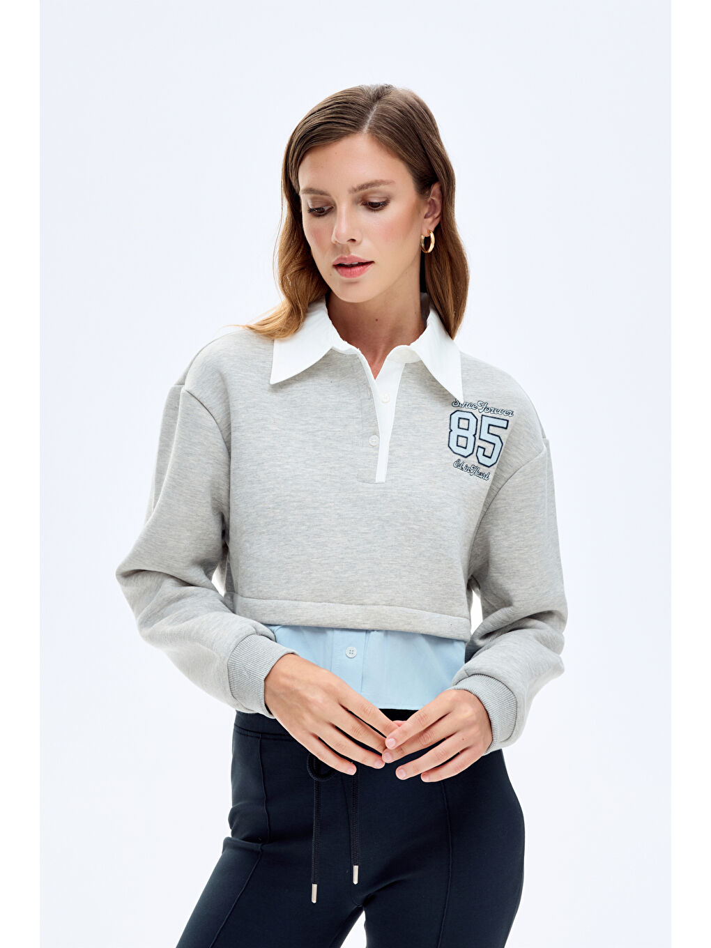 Gömlek Garnili Polo Yaka Sweatshirt Grimelanj