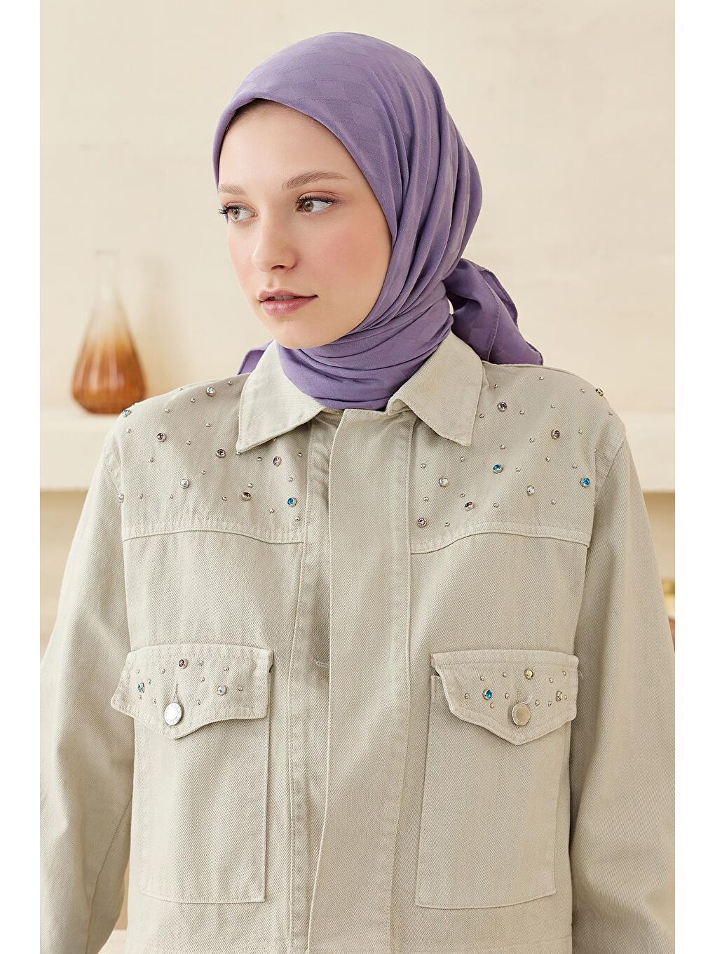 Dama Desen Modal Jakar Eşarp Lila-3