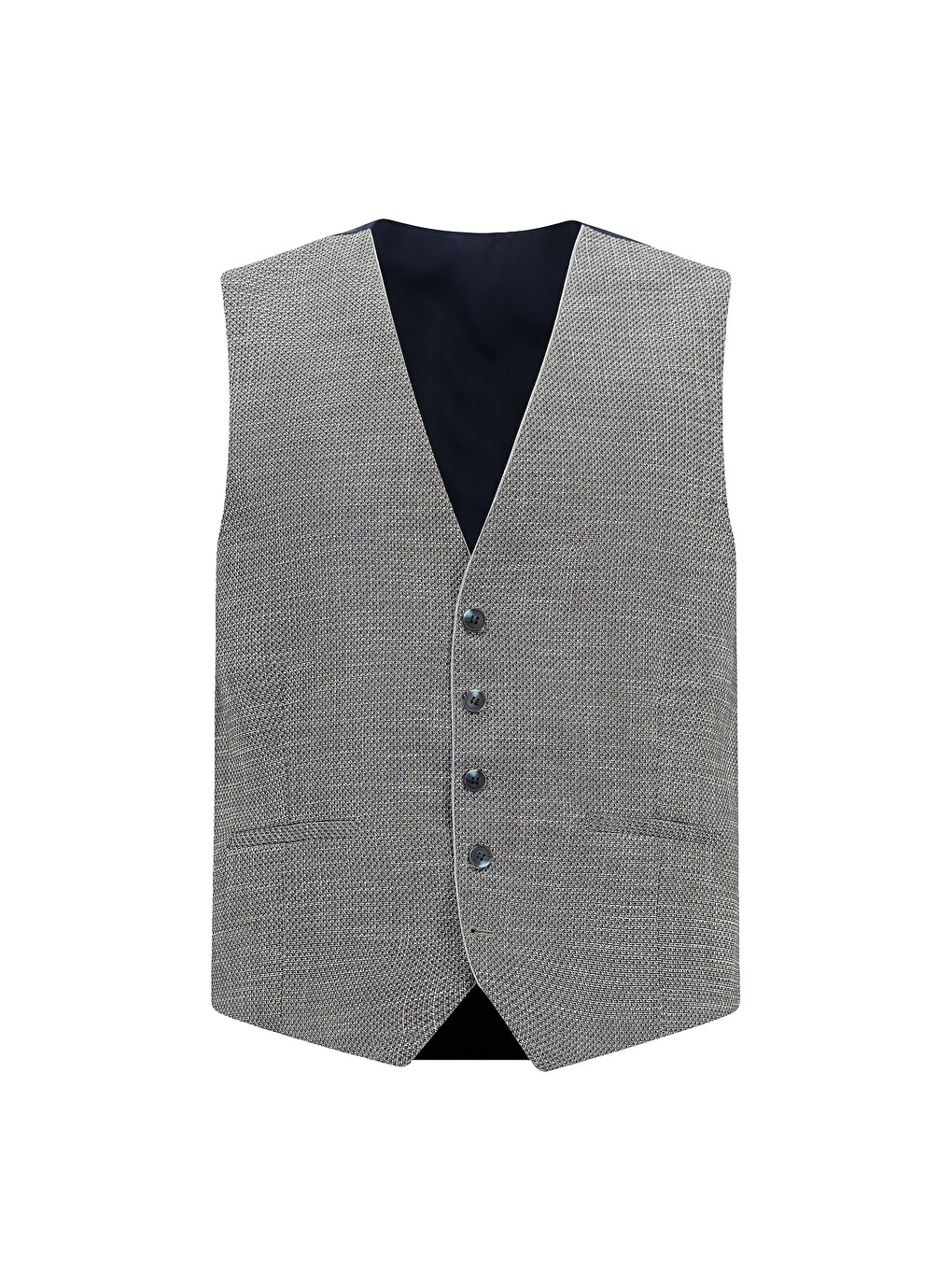 Gri Slim Fit Dar Kesim Yelekli Kombinli Takım Elbise-4
