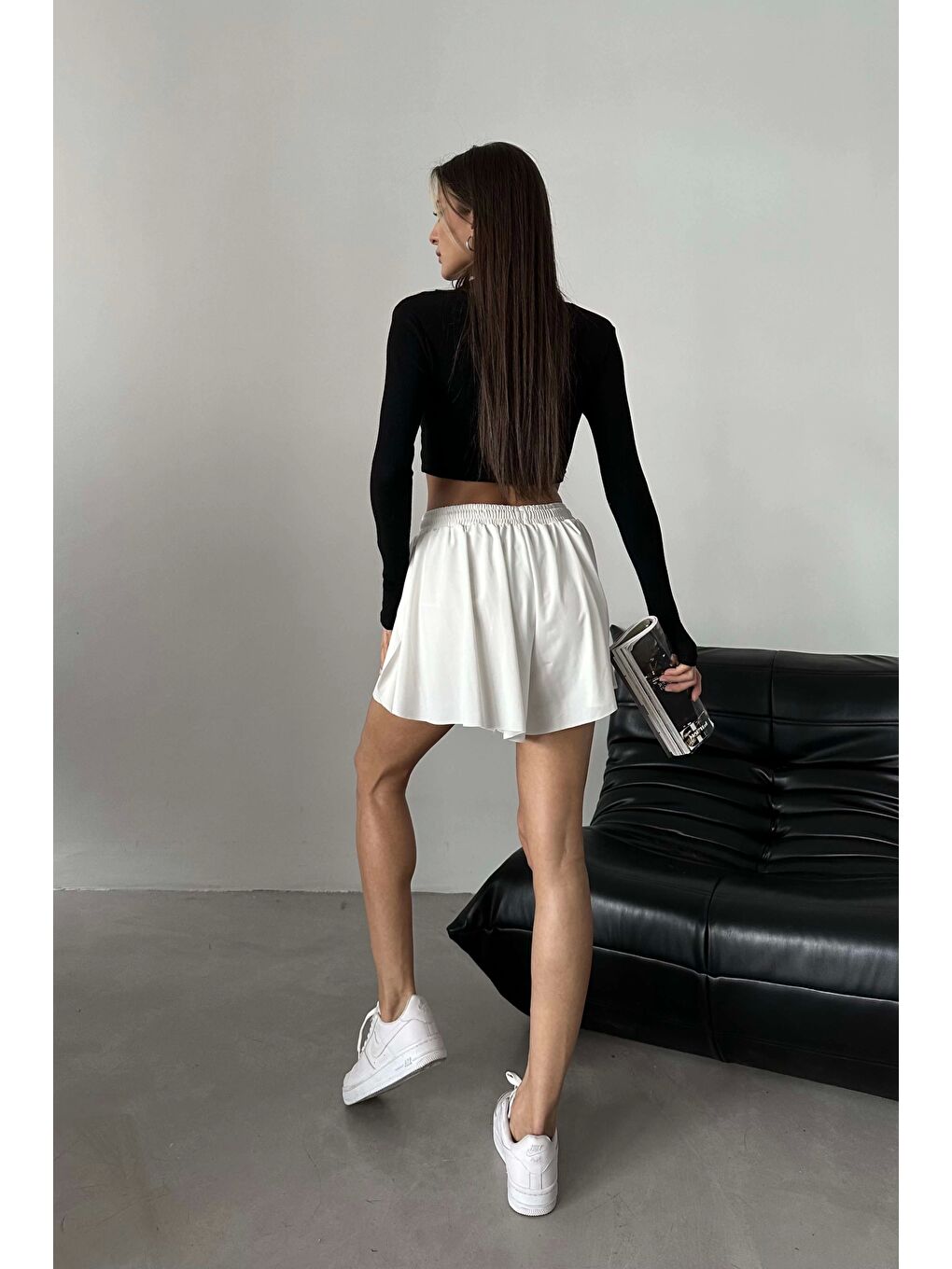 Kadın Beyaz Şort Etek 1018-0201-5