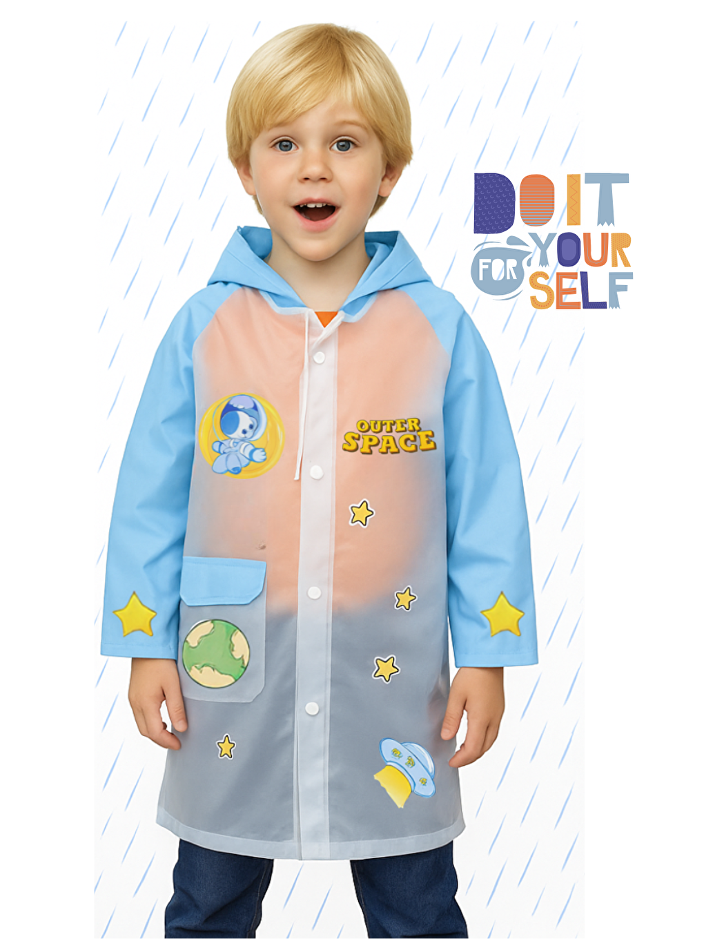 Mavi Kendin Tasarla Erkek Çocuk Yağmurluk-4