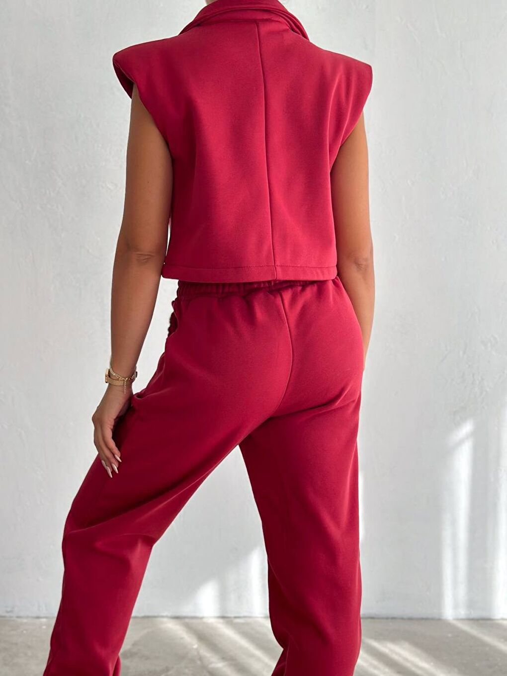 Bordo Yelek Eşofman Alt Üst Takım-2