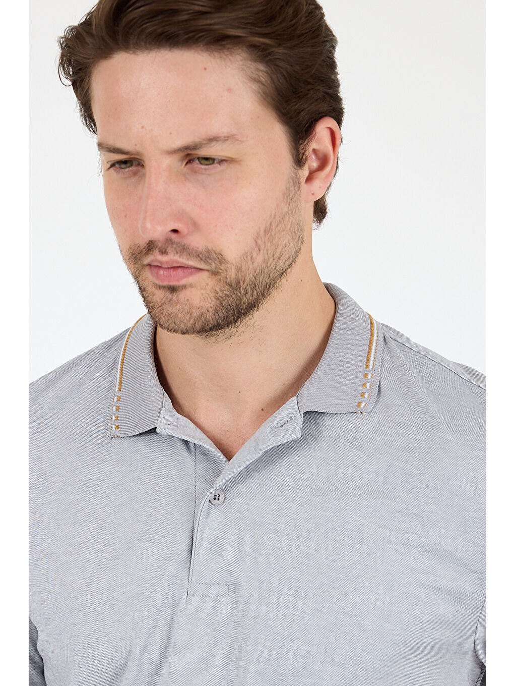 Gri Erkek Polo Yaka Kısa Kollu Tişört 5029-3