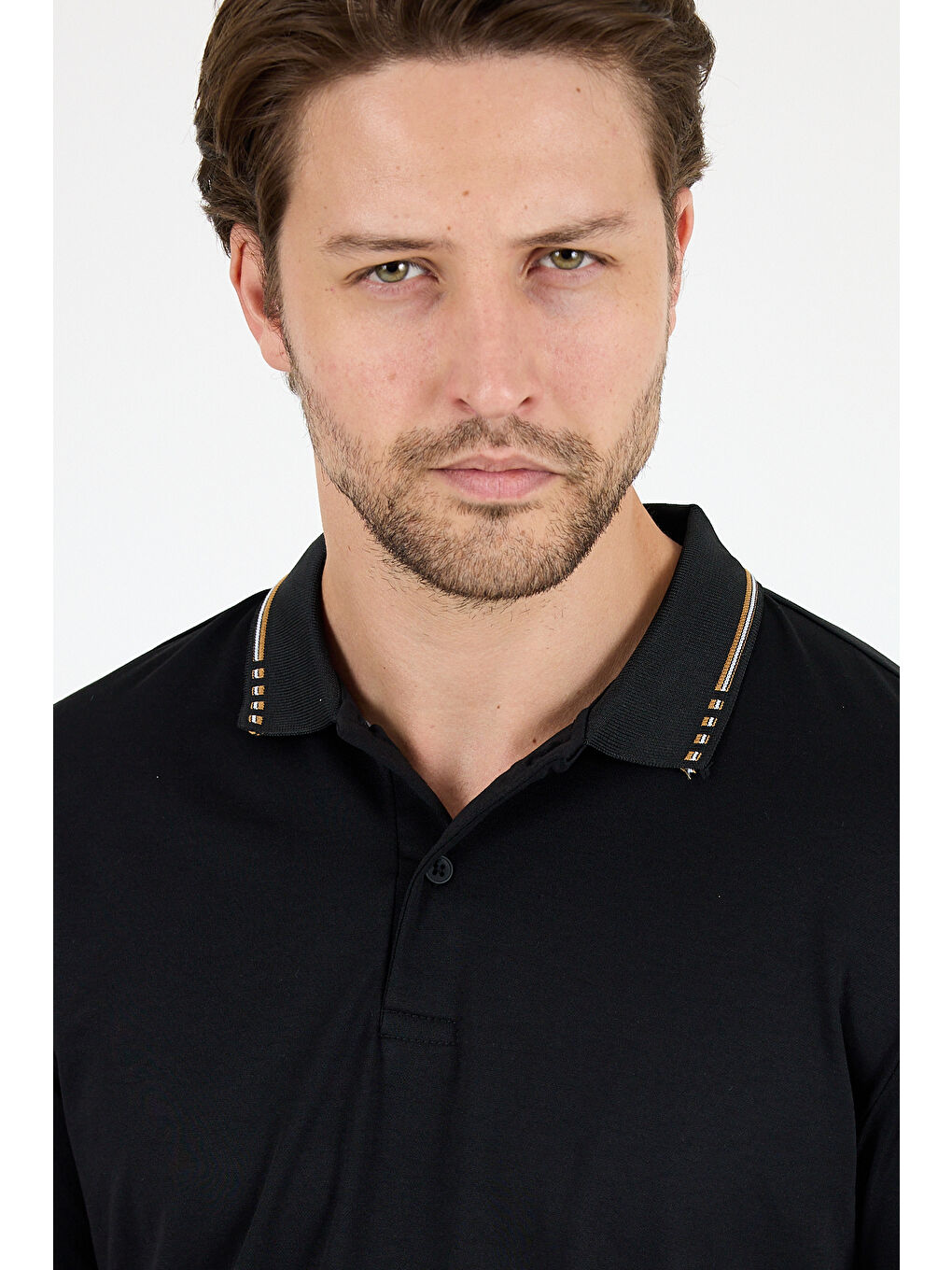 Siyah Erkek Polo Yaka Kısa Kollu Tişört 5029-3