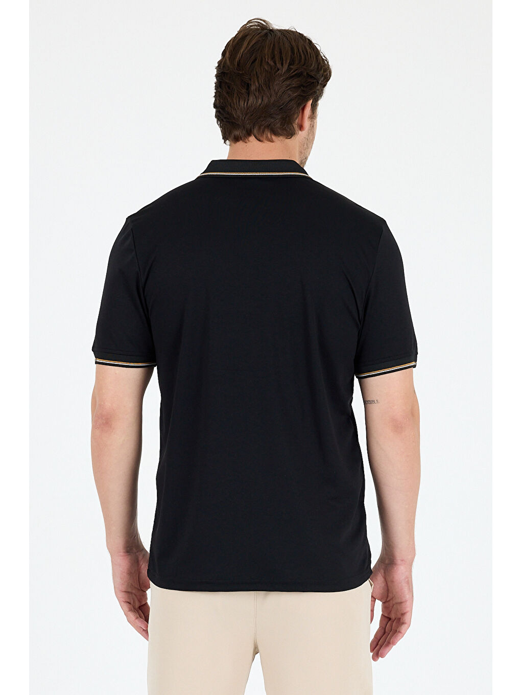 Siyah Erkek Polo Yaka Kısa Kollu Tişört 5029-4