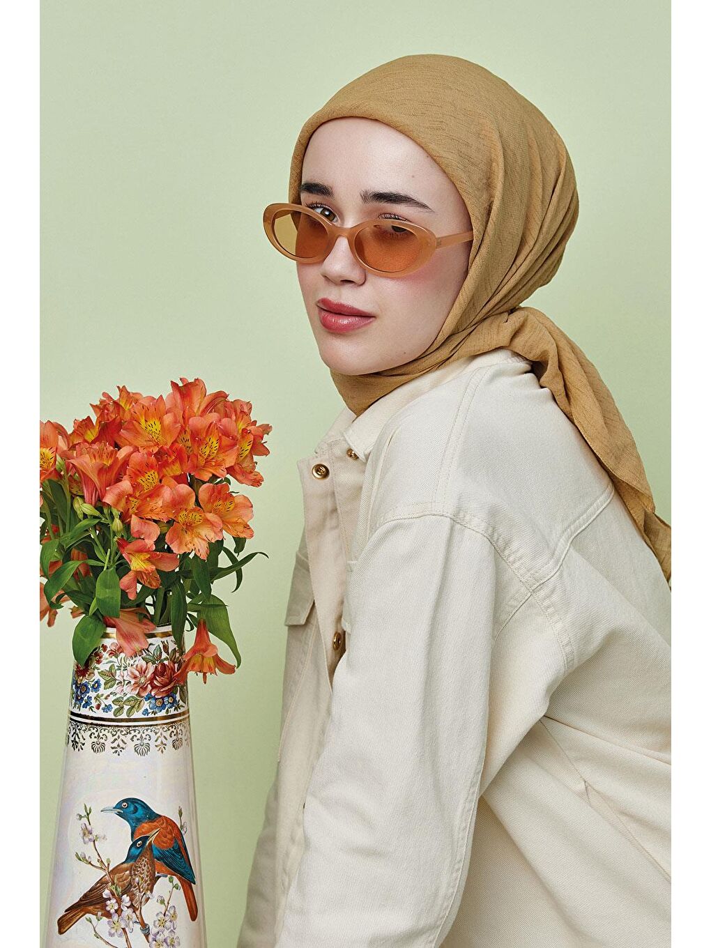 Kahverengi Lıght Touch Eşarp Camel