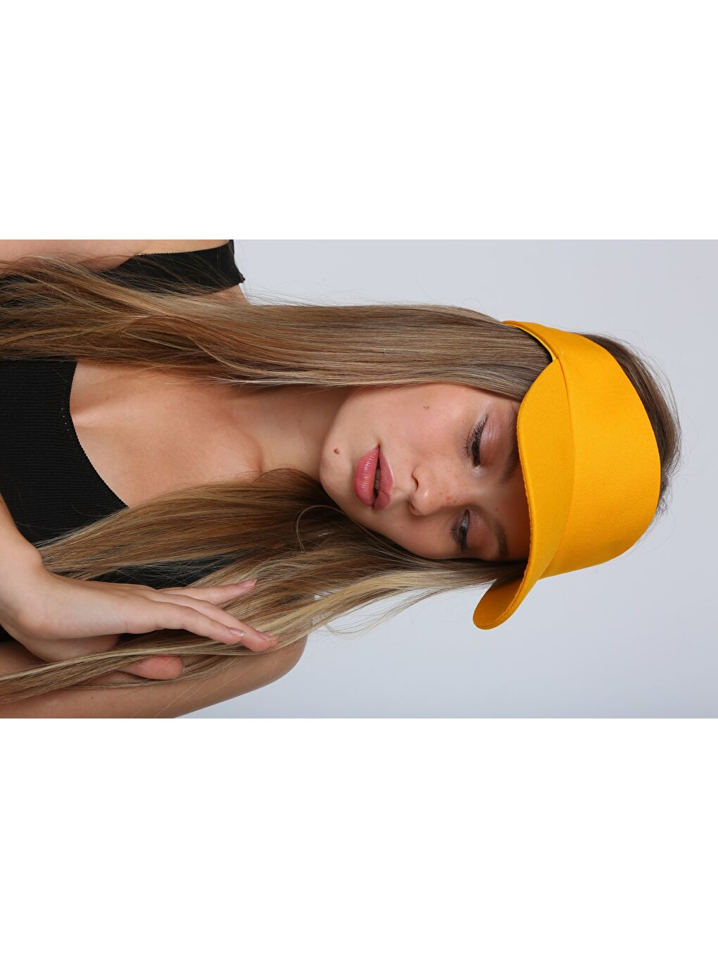 Kadın Vizör - Tenisçi - Golf / Siperlik Sarı Şapka Spk13-1