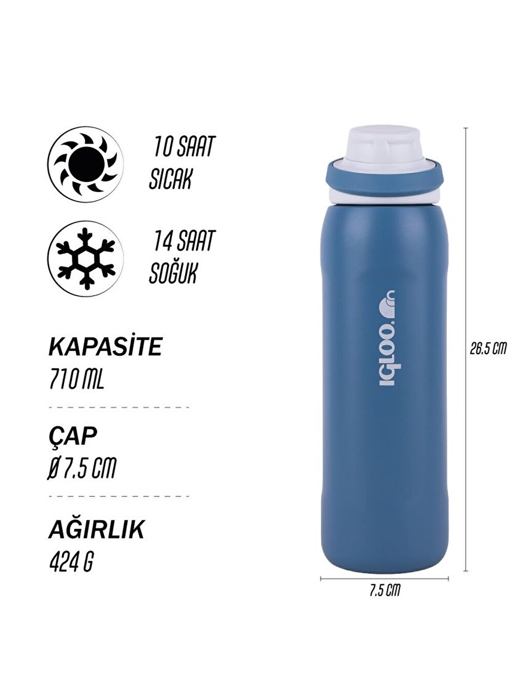 Mavi Veloce Termos 710ml-MAVİ 205864-4