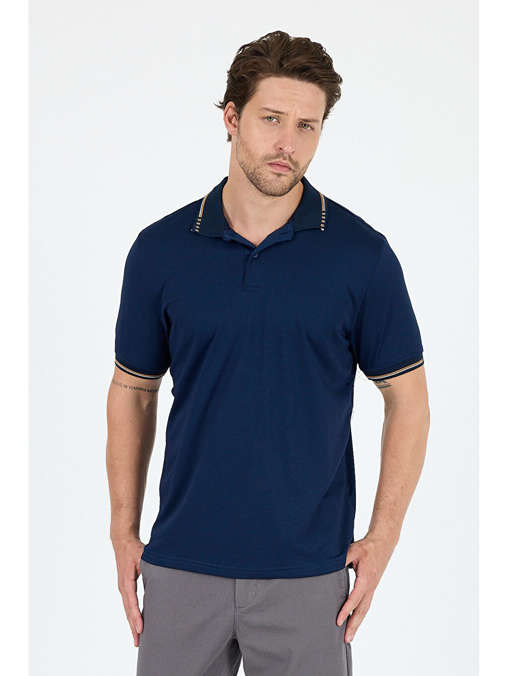 Lacivert Erkek Polo Yaka Kısa Kollu Tişört 5029-1