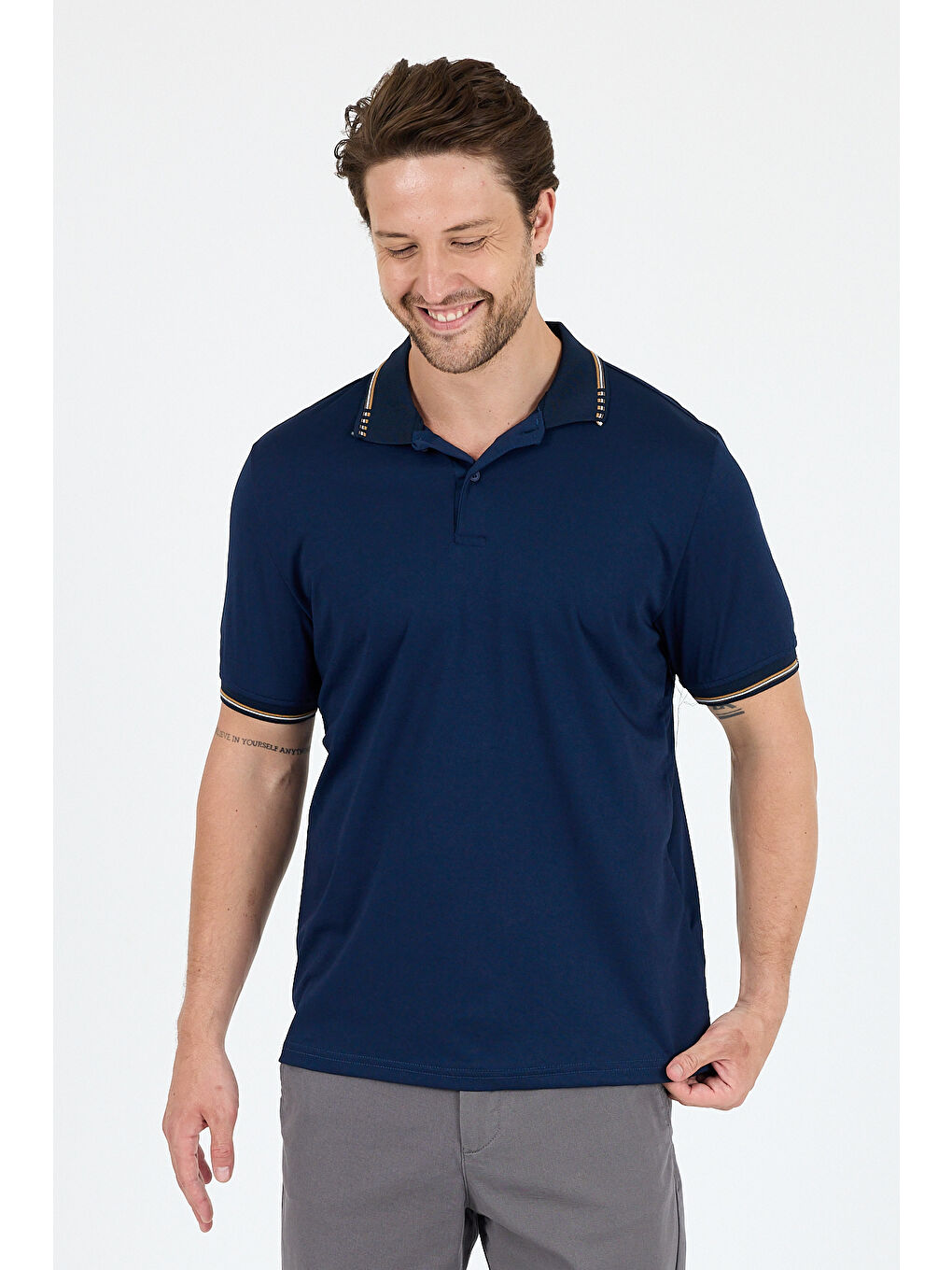 Lacivert Erkek Polo Yaka Kısa Kollu Tişört 5029-2
