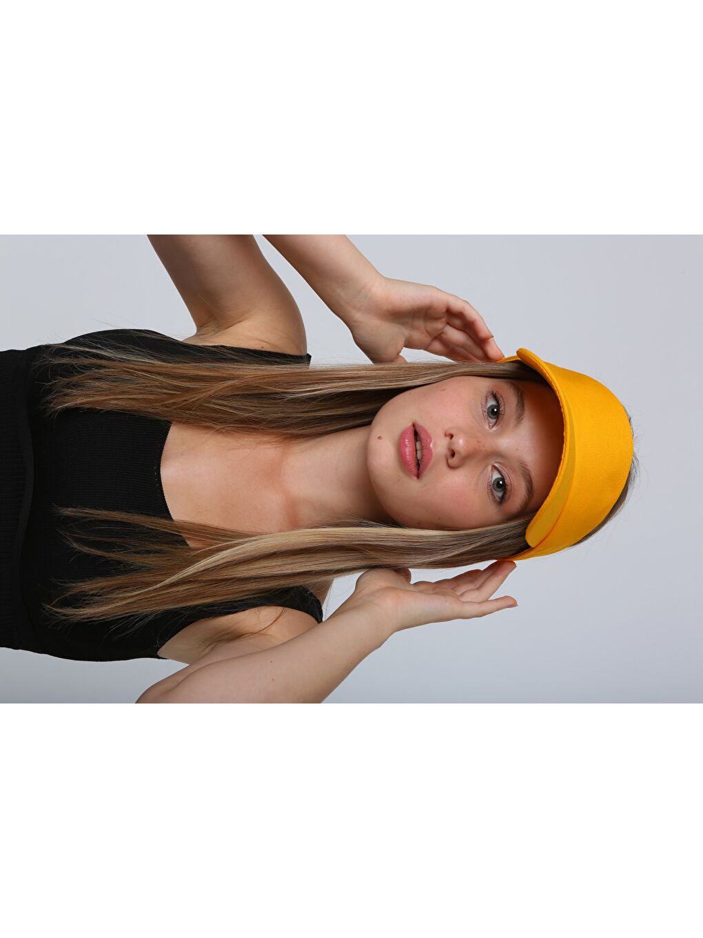 Kadın Vizör - Tenisçi - Golf / Siperlik Sarı Şapka Spk13-2