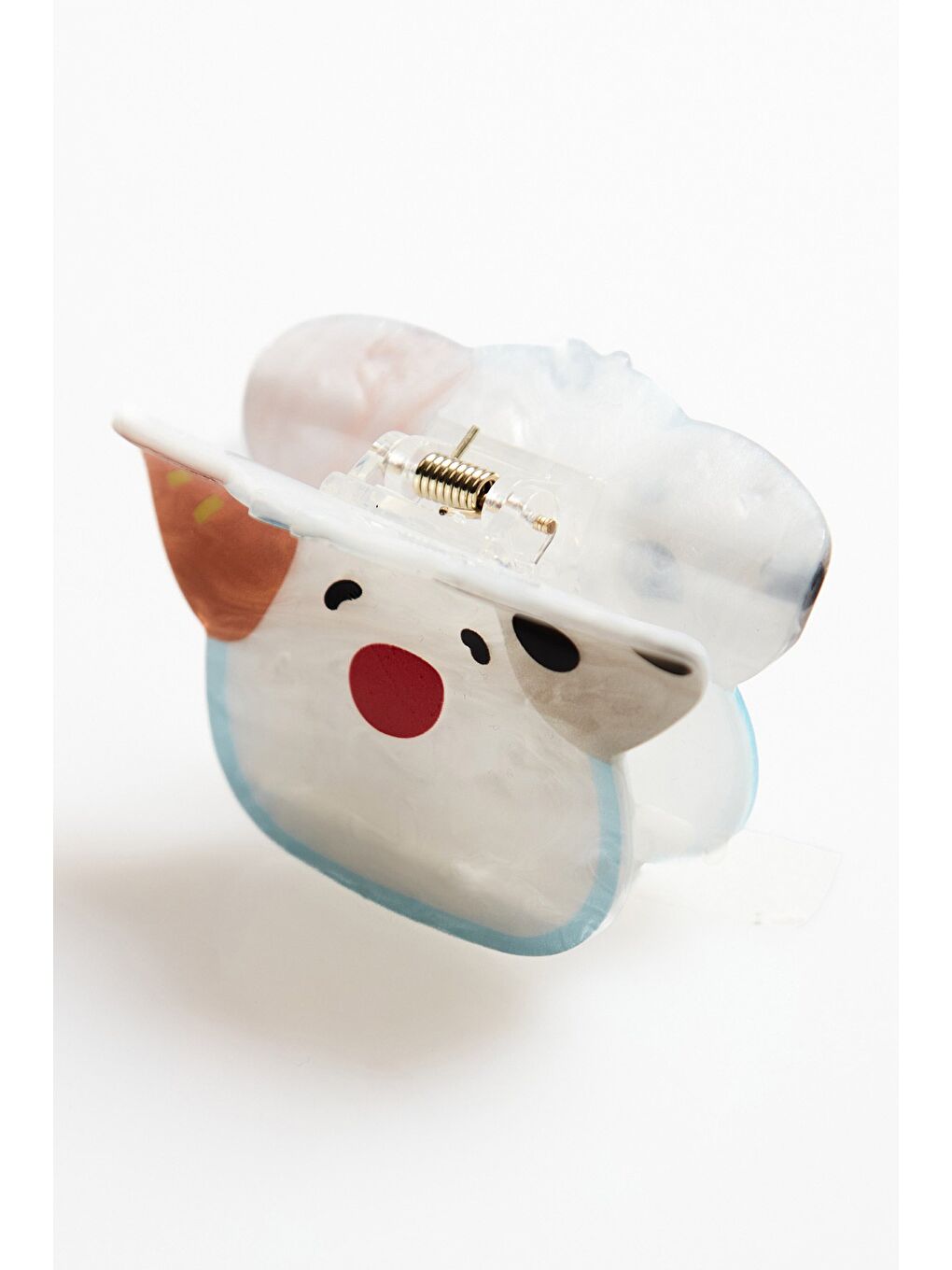 Ekru Köpek Figürlü Kemik Mandal Toka-1