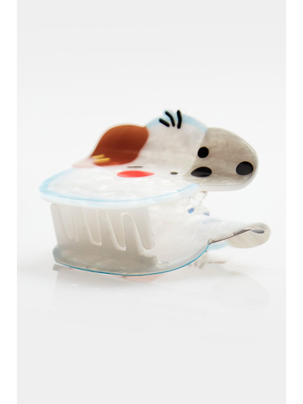 Ekru Köpek Figürlü Kemik Mandal Toka-2