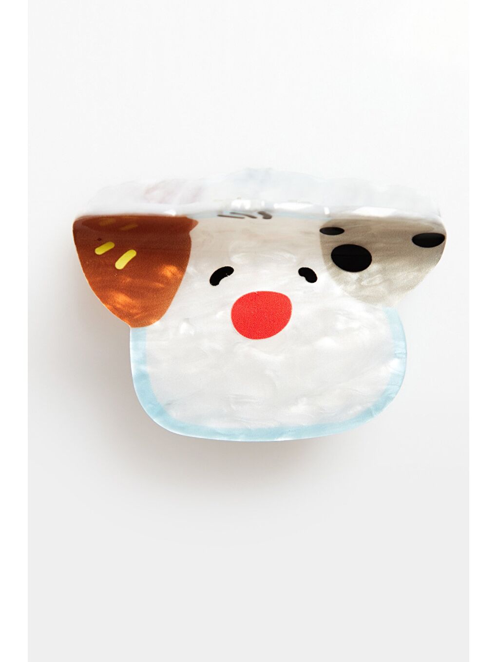 Ekru Köpek Figürlü Kemik Mandal Toka-3