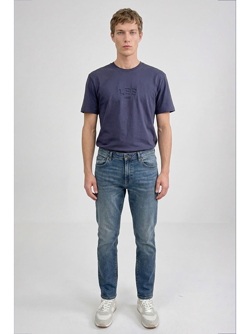 Lacivert %100 Pamuk Relaxed Fit Logo Detaylı Tişört-3